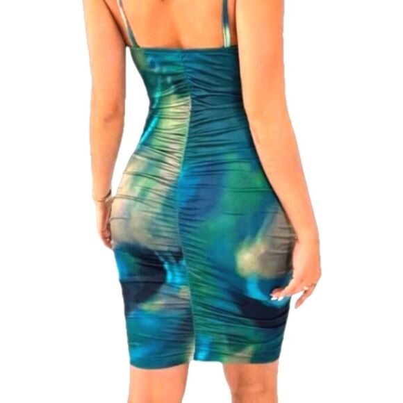 Tie dye abstract halter dress sz small - Picture 3 of 6